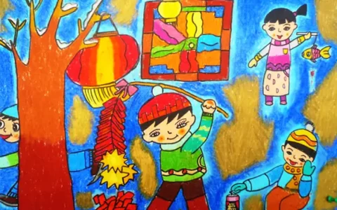 小学生春节的画，关于春节的儿童画?