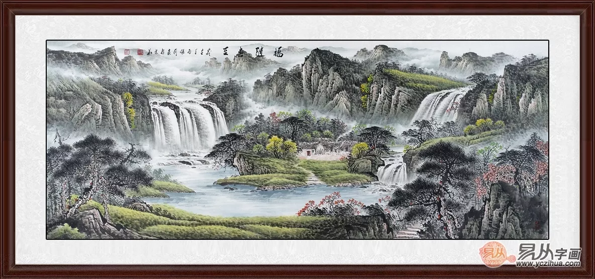 2、发财山水画图片大全:中国古代有名的十大山水画图片