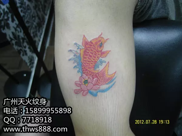 2、最火纹身图小鱼:求：彩色纹身图案小鱼