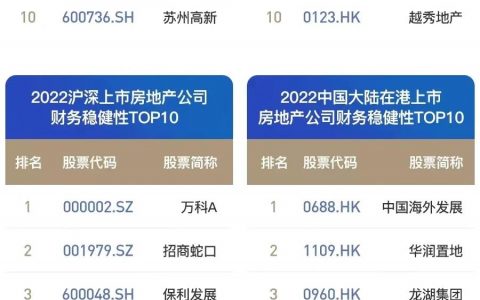 中国地产十强（2022中国优秀房企排行榜）
