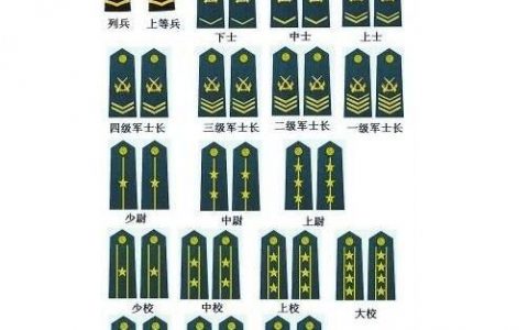 军衔等级肩章排列图片，各军衔所担任职务详解