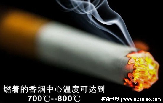 烟头中心温度可达多少度，700℃到800℃(超过棉麻等可燃物燃点)