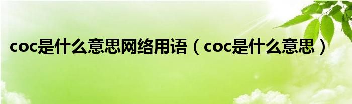 coc是什么意思网络用语（coc是什么意思）