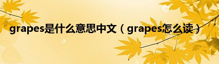 grapes是什么意思中文（grapes怎么读）