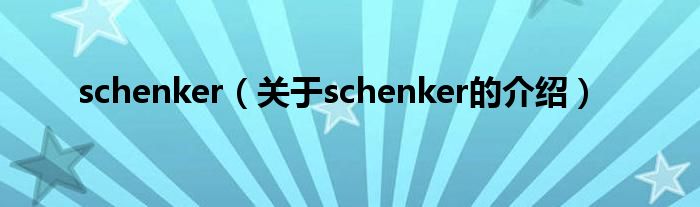 schenker（关于schenker的介绍）